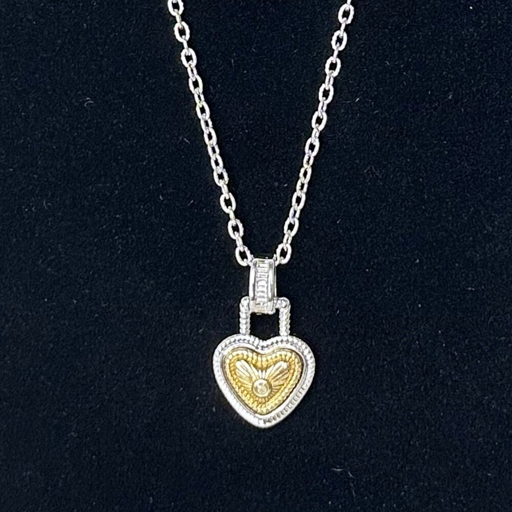 Heart Gold & Silver Tone Fashion Pendant & Chain